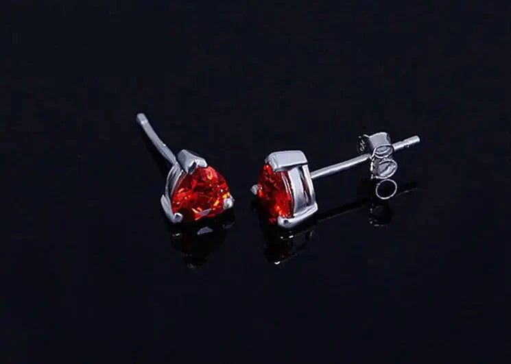 Red Garnet Heart High-grade Zircon Crystal Earrings