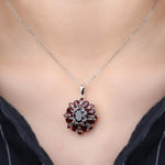 7.54ct Natural Black Garnet Pendant, 925 Sterling Silver Necklace