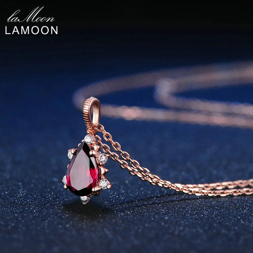 Teardrop Garnet Pyrope Gemstone Pendant Necklace