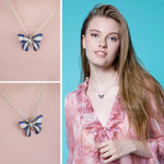 Blue Butterfly Spinel 925 Sterling Silver Pendant Necklace