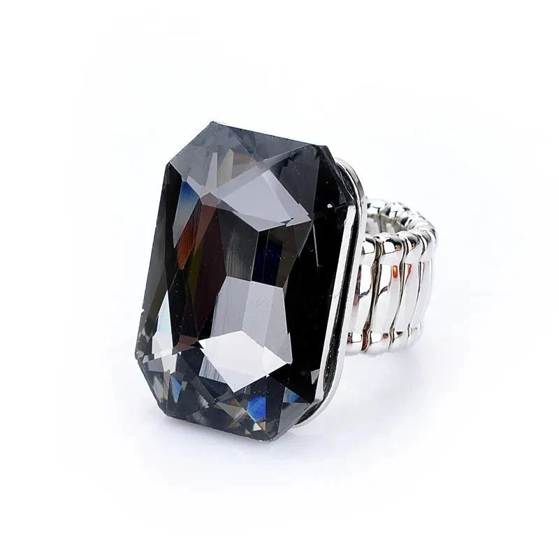 Elegant 7-Color Big Resin Stone Ring for Women