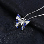 Blue Butterfly Spinel 925 Sterling Silver Pendant Necklace