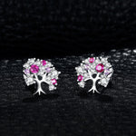Tree of Life Ruby 925 Sterling Silver Stud EarringsNecklaces