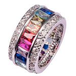 Multi Color Crystal Zircon Ring 925 Sterling Silver