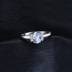 Oval Natural Sky Blue Topaz 925 Sterling Silver Engagement Ring