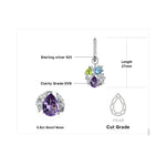 Natural Amethyst Blue Topaz Peridot Chrome Diopside Flower Dangle Drop Earrings