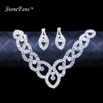 StoneFans Women Luxury Wedding Prom Bridal Crystal Rhinestone Necklace Earring Jewelry Set Hot New Trendy Rhinestone Jewellery
