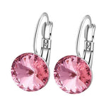Sea Blue Crystal Hoop Earrings for Women, 9 Color Options
