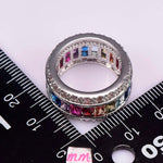 Multi Color Crystal Zircon Ring 925 Sterling Silver