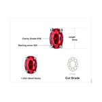 Oval Cut Red Ruby 925 Sterling Silver Stud Earrings