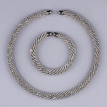 Luxury Crystal Collar Necklace Gold/Silver Plated Rhinestone Torques ChokerBlack gun set