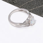 White Fire Opal Cubic Zirconia Silver Plated