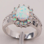 White Fire Opal Australia 925 Sterling Silver Woman Jewelry Ring