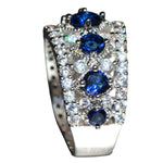 Princess Cut Blue Sapphire Zircon Silver Color Engagement Ring