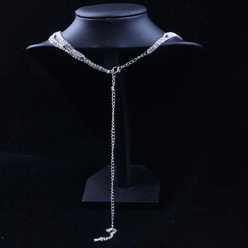 StoneFans Women Luxury Wedding Prom Bridal Crystal Rhinestone Necklace Earring Jewelry Set Hot New Trendy Rhinestone Jewellery
