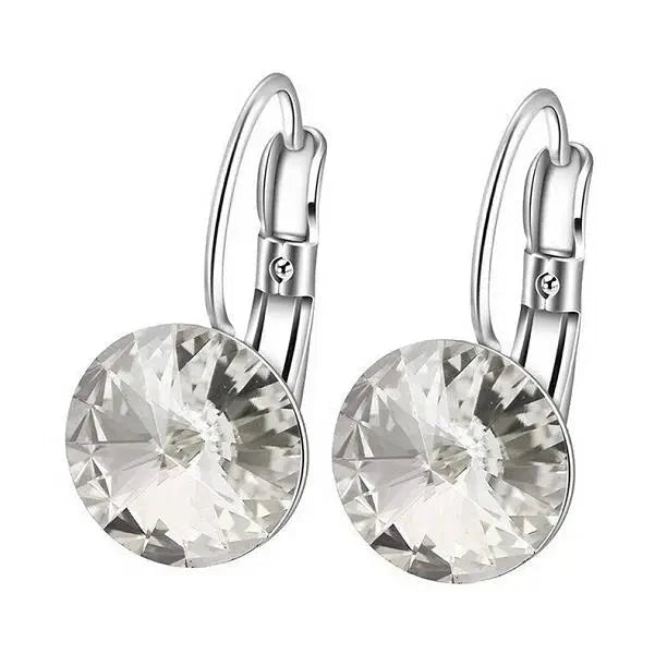 Sea Blue Crystal Hoop Earrings for Women, 9 Color OptionsClear Crystal