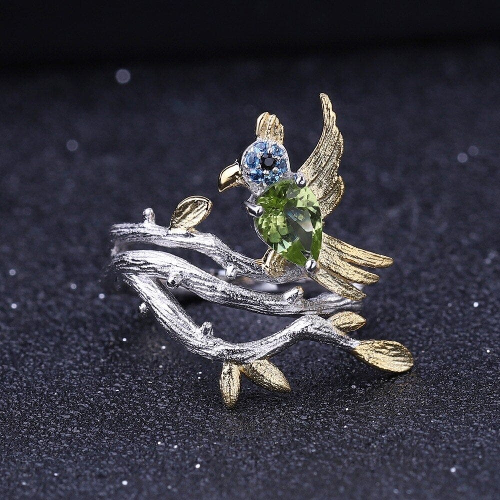 Sterling buy silver bird ring with gemstones