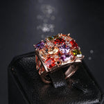Emmaya Rose Gold Colorful Zircon Square Ring
