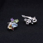 Multicolor Peridot, Amethyst, Garnet, Citrine & Topaz 925 Sterling Silver Stud EarringsEarrings