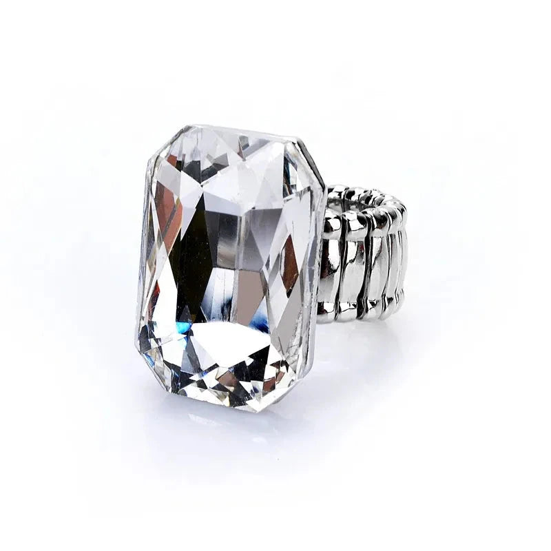 Elegant 7-Color Big Resin Stone Ring for Women