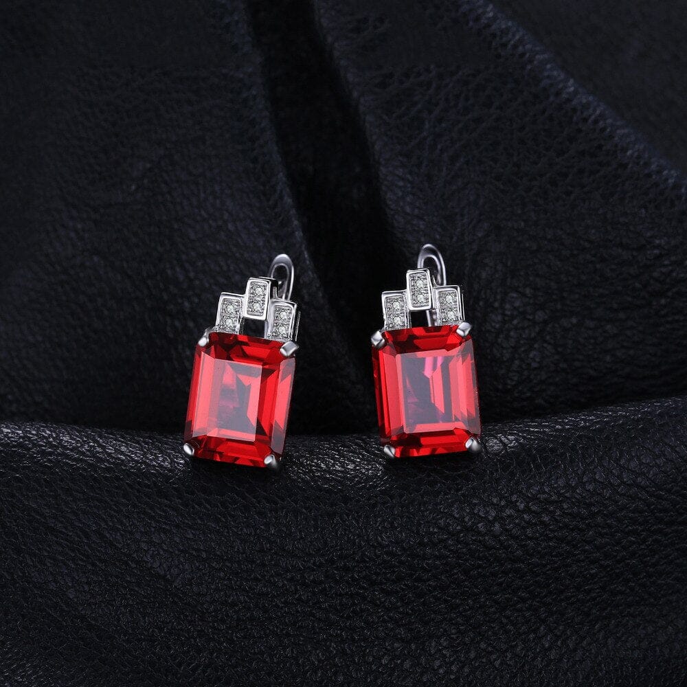 11.5ct Red Ruby 925 Sterling Silver Hoop EarringsEarrings