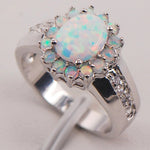 White Fire Opal Australia 925 Sterling Silver Woman Jewelry Ring