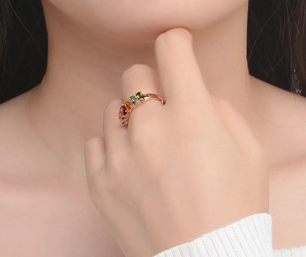 Multi-Color Tourmaline Rose Gold Resizable RingRing