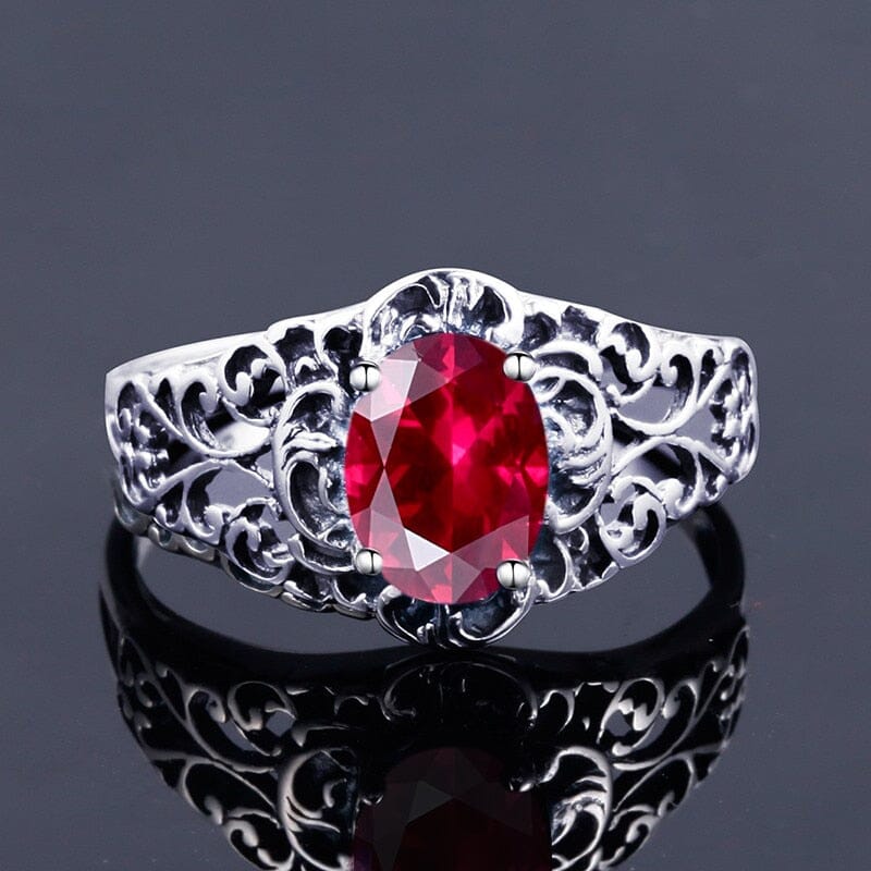3Ct Ruby Crystal Butterfly Classic Luxury Solid 925 Sterling SilverRing