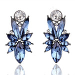 Retro Exaggerated Crystal Stud Earrings with opal Stone For Women