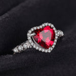 Heart Love 2.5ct Red Ruby Silver RingRing