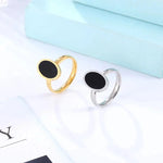 Black Oval Enamel Gold Stainless Steel Women’s Ring