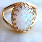 White Fire Opal Yellow Gold Color Oval for Women7NJ66