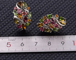 Tourmaline Citrine & Peridot Multi Gemstones Clasp 925 Sterling Silver EarringsEarrings