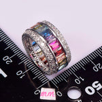 Multi Color Crystal Zircon Ring 925 Sterling Silver