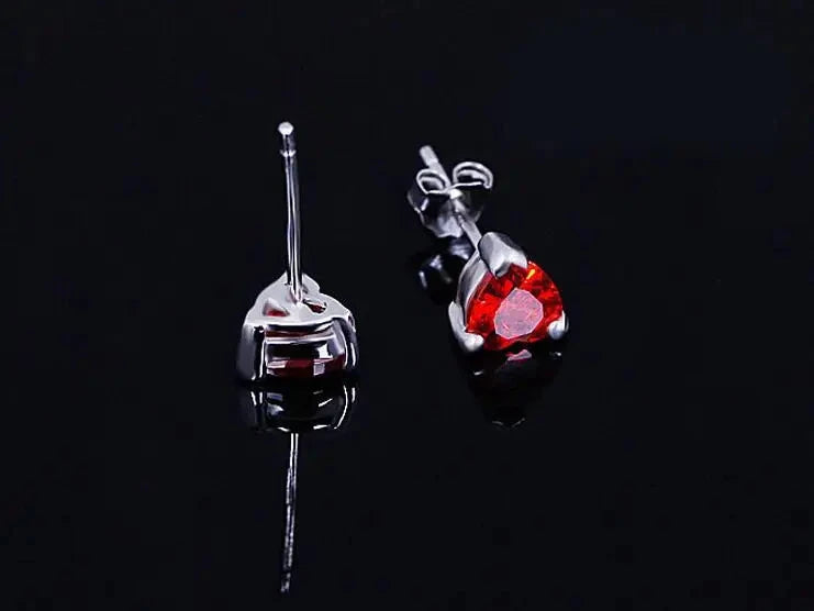 Red Garnet Heart High-grade Zircon Crystal Earrings