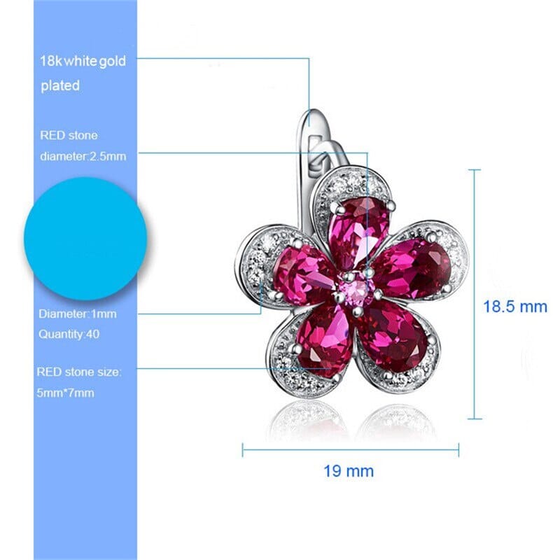 Clover Leaf Ruby 925 Sterling Silver Clip EarringsEarrings