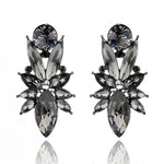 Retro Exaggerated Crystal Stud Earrings with opal Stone For Womenblack