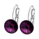 Sea Blue Crystal Hoop Earrings for Women, 9 Color Options