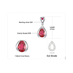 Water Drop 7.6ct Red Ruby 925 Sterling Silver Dangle Drop Earrings