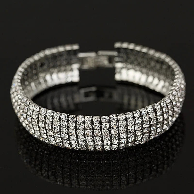 Crystal Link Bracelet for Women – Gold/Silver Plated