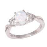 White Fire Opal Cubic Zirconia Silver PlatedWhiteSilver