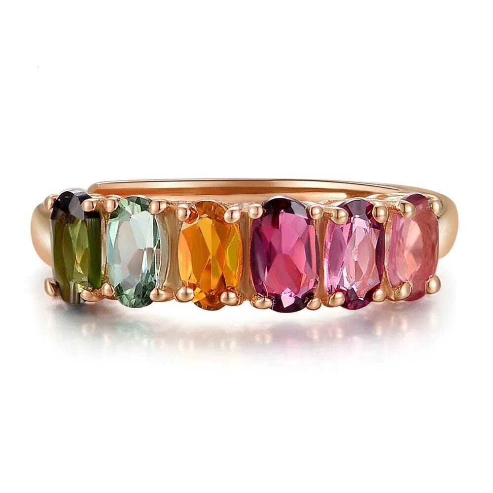 Multi-Color Tourmaline Rose Gold Resizable RingRing