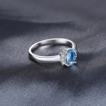 Oval Natural Sky Blue Topaz 925 Sterling Silver Engagement Ring