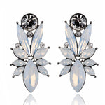 Retro Exaggerated Crystal Stud Earrings with opal Stone For Women