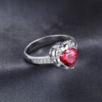 Love Heart 1.6ct Created Red Ruby Silver RingRing