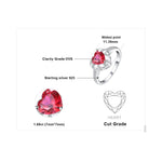 Love Heart 1.6ct Created Red Ruby Silver RingRing