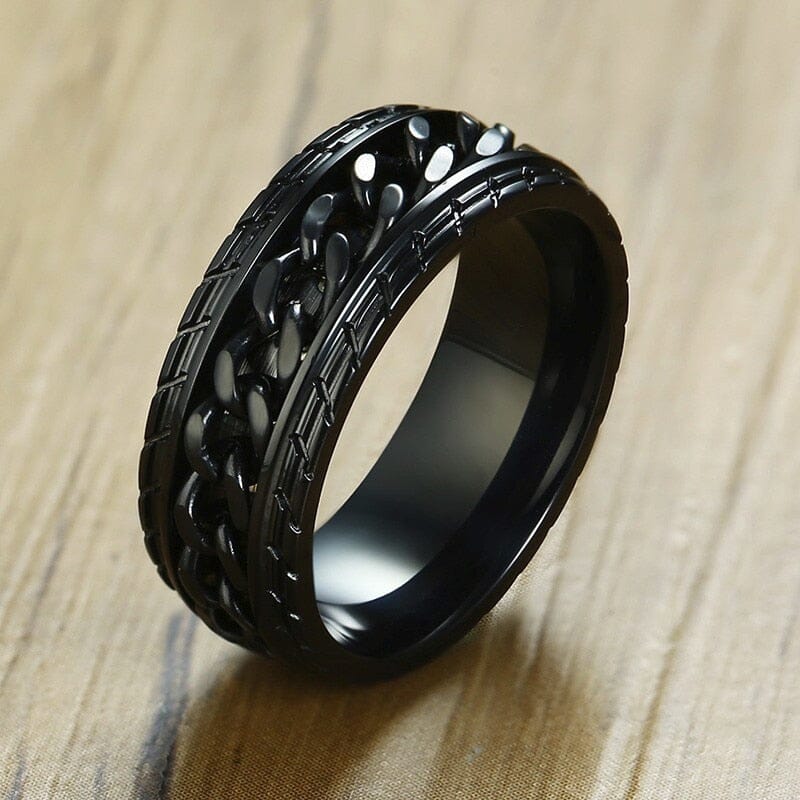 Black Fidget Spinner Chain Ring for MenMen's RingBlack7
