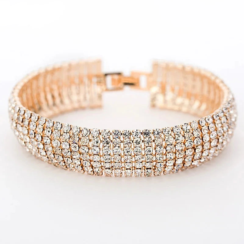Crystal Link Bracelet for Women – Gold/Silver Plated