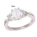 White Fire Opal Cubic Zirconia Silver Plated