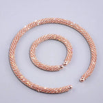Luxury Crystal Collar Necklace Gold/Silver Plated Rhinestone Torques ChokerRose gold set